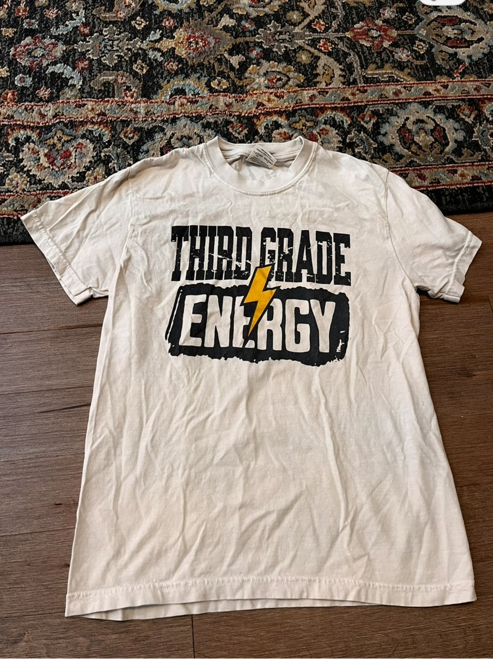 Men’s "Third Grade Energy" Graphic Tee - White with Yellow Accent
